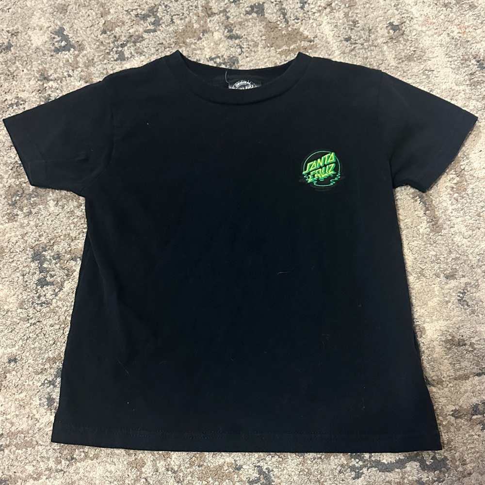 Santa Cruz Skateboards Kids Tee with Neon Green Logo